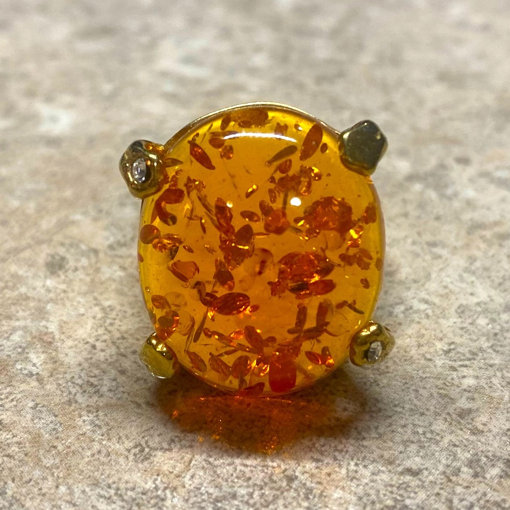PLUNDER DESIGN FAUX AMBER RING, Size 7